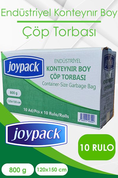 Joypack Industrial Container Garbage Bag Roll Head 10 Pieces, 10 Rolls - 800Gr 120X150 cm 240 Lt