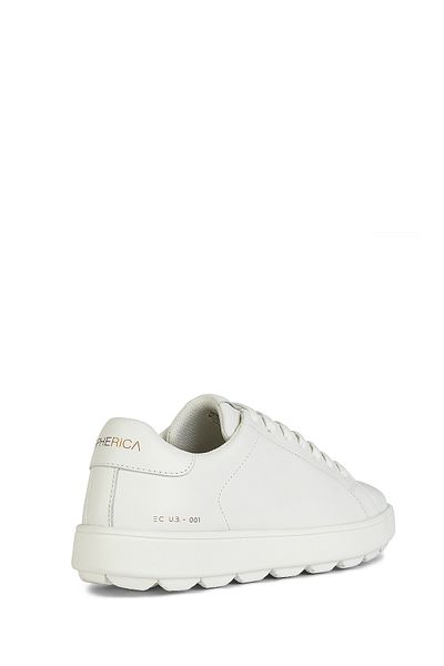 Geox Women's White Lace-Up Spherica Ecub Leather Sneaker D45Web00085C1000