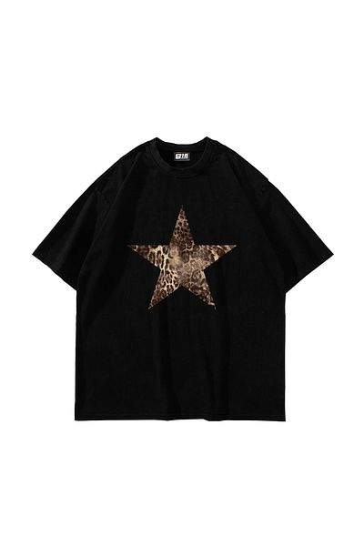 Sekizbiraltı Μαύρο μπλουζάκι Starz Leopard Printed Oversize Unisex