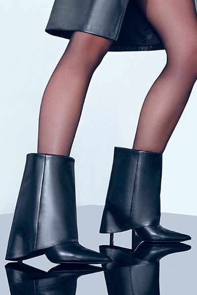 Derimod Women's Black Thin Heeled Leather Boots 24Wfd 163418