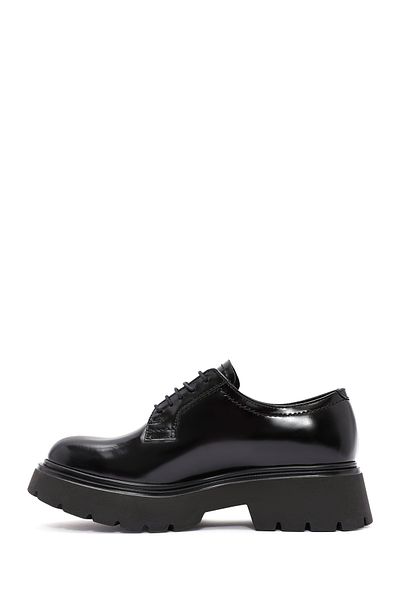 Derimod Women's Black Lace up Leather Oxford Shoes 24Wfd 281322
