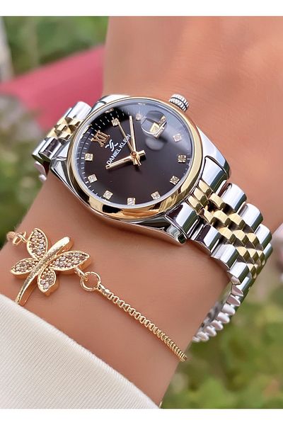 Daniel Klein Brand Yellow Silver Color Women's Wristwatch - Bracelet