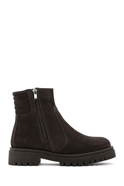 Derimod Brown Suede Leather Women's Boots - Zippered, Model No: 24Wfd 235510