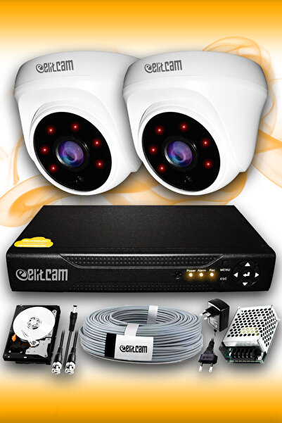 Elitcam 2 Kameralı Dome 2 Iç Kamera Set 100 Gb Hdd Full Hd Gece Görüşlü Güven...