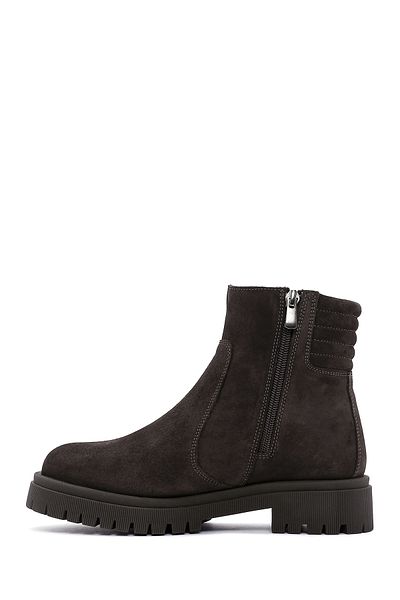 Derimod Brown Suede Leather Women's Boots - Zippered, Model No: 24Wfd 235510