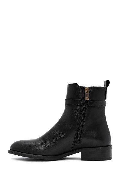 Derimod Women's Black Zippered Leather Boots 24Wfd 281518