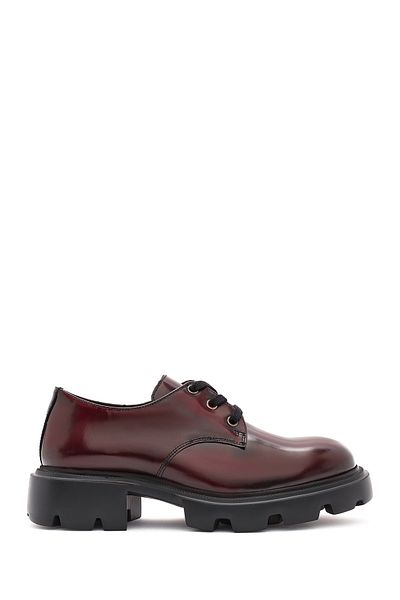 Derimod Women's Burgundy Lace-Up Leather Oxford Shoes 24Wfd 236422