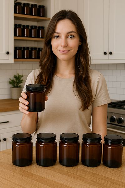 FDF STORE Glass Jar Imported Amber Candle Spice Jar Multi-Purpose 500 ml X 6 Pieces