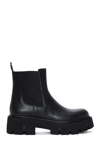 Derimod Women's Black Thick Soled Chelsea Boots 24Wfe 220818
