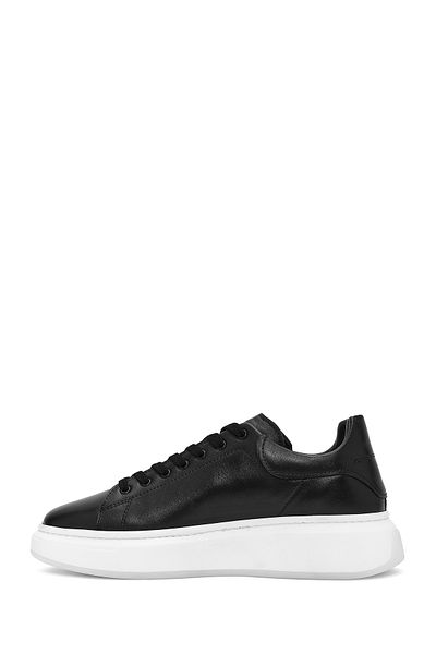 Derimod Men's Black Lace-Up Thick Sole Leather Sneakers 24Wfd 632318