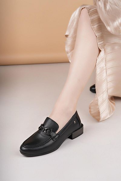 Mammamia D25ya 3355 Черни мъжки дамски обувки от естествена кожа