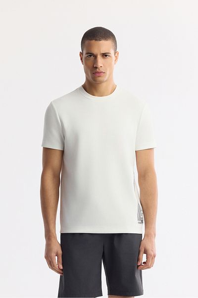 Avva Men's White Crew Neck Injection Printed Interlock T-Shirt A51Y1136