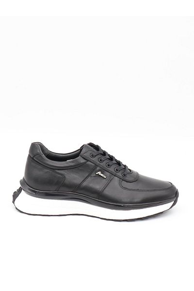 Fosco 2982 Black Genuine Leather Eva Sole Men's Sneakers