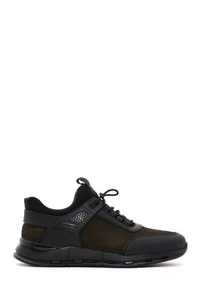 Derimod Men's Khaki Lace-Up Nubuck Leather Sneaker 24Wfd6762V3