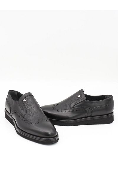 Fosco 2993 Black Genuine Leather Eva Sole Men's Shoes
