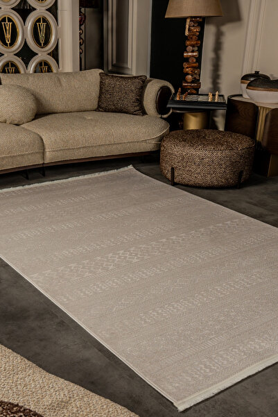 KREASYON HALI Cunda CN020 Bej Uzun Ömürlü Yumuşak Dokulu Salon Mutfak Koridor...