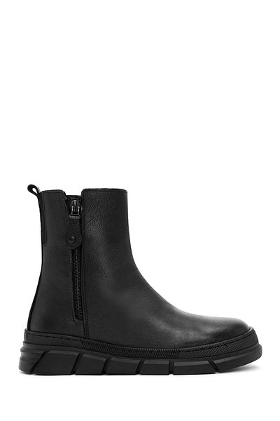 Derimod Women's Black Zippered Leather Comfort Boots 24Wfd 360918