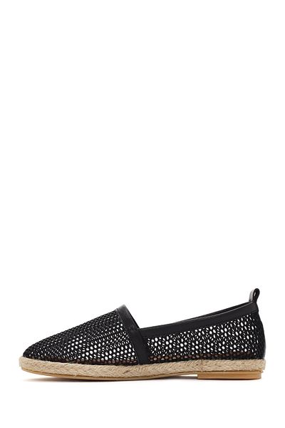 Derimod Black Leather Women's Espadrille - 24SFD14116F