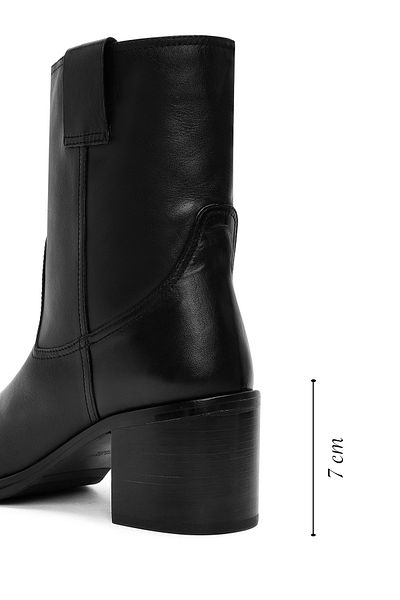 Derimod Women's Black Thick Heeled Leather Boots 24Wfd 121818