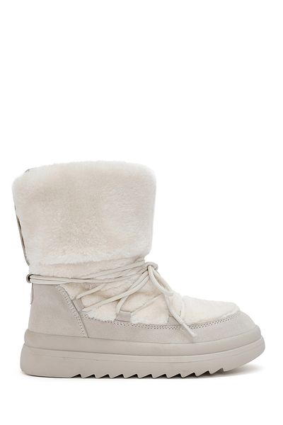 Derimod Women's White Fur Detailed Leather Boots 24Wfd405414