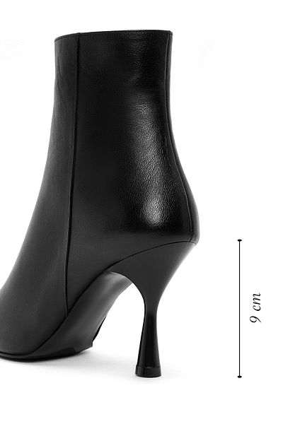 Derimod Black Thin Heeled Zippered Women's Leather Boots - 24Wfd 132718