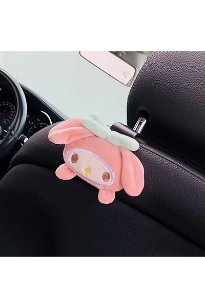 Miniso Melody Cute Sanrio Anime Kuromi Cinnamoroll Melody Plush Car Seat Headrest Hook Auto Back Seat Organ