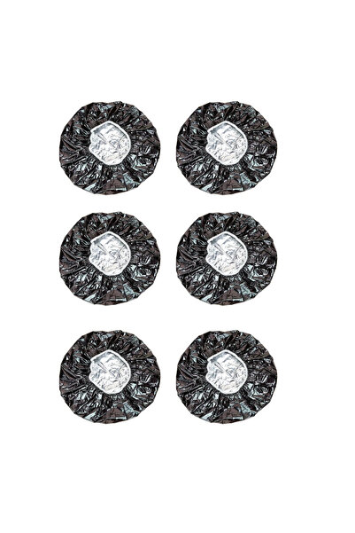 Choice مجموعة من 6 قطع سوداء 3/6 قطع قبعة استحمام وردية عازلة للحرارة من رقائق الألومنيوم قبعة استحمام مرنة C