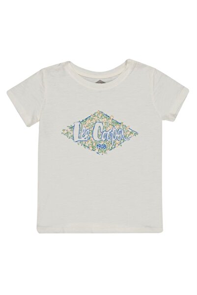 Lee Cooper Μπλουζάκι για κορίτσια Flowers, 100% βαμβάκι, με λαιμόκοψη σε σχήμα O, σε χρώμα ολόσωμο λευκό