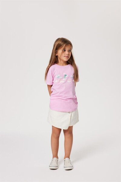 Lee Cooper Cloudy Girl's 100% Cotton O-Neck T-Shirt Pink