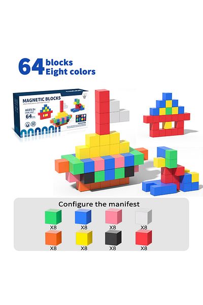 Choice J067 64pcs Hot Magnetic Cube Children's Toys Magnetic Modeling Building Toys For Toddlers Preschool