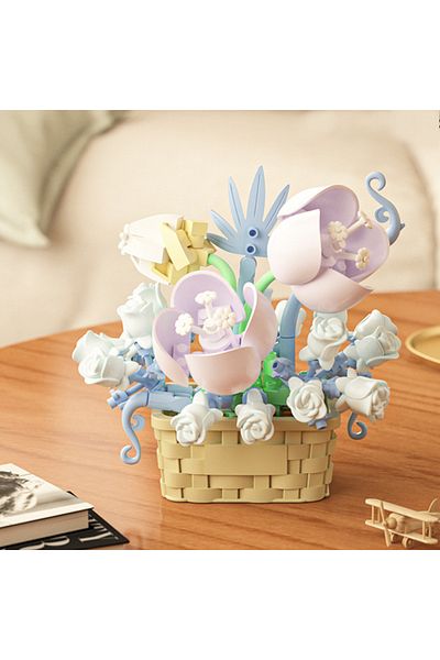 Choice 166pcs Eternal Flower Basket Building Blocks Flower Pot Rose Planting Ornament Children's Assembly T