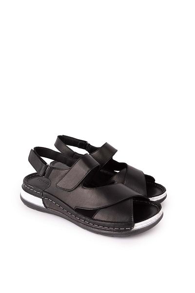 Gondol Women's Genuine Leather Anatomical Sole Sandals Iz.4601 Black