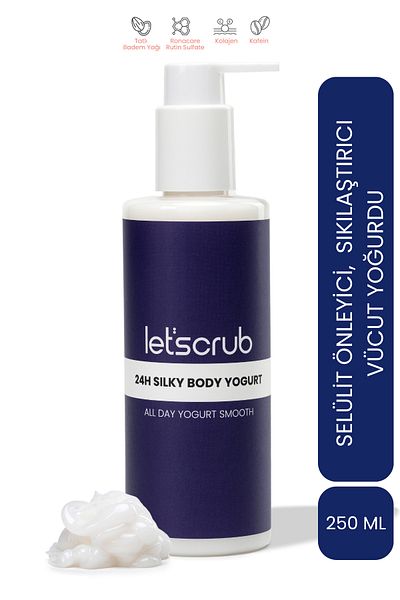 LET'SCRUB 24H Silky Body Yogurt - Anti-Cellulite, Firming Shea Butter, Moisturizing Body Knead 250 ml
