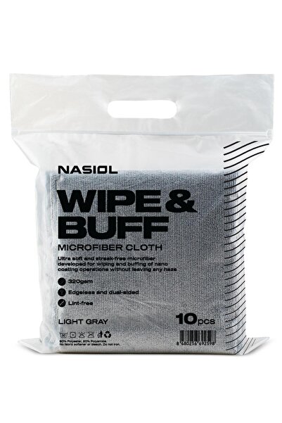 Nasiol Wipe&buff Mikrofiber Seramik Kaplama Detailing Bezi 10'lu-a.gri-temizlik Bezi-35x40cm-320gsm