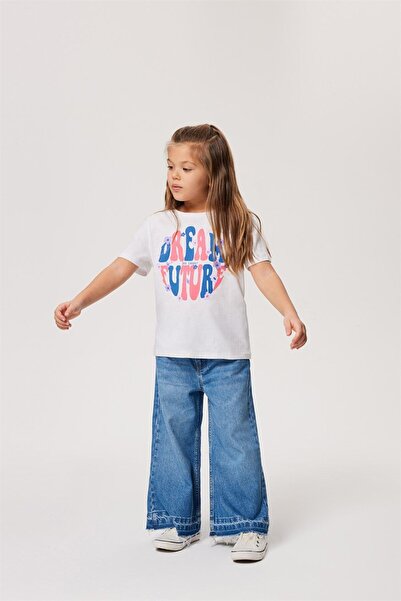 Lee Cooper Elisa Girl's 100% Cotton O-Neck T-Shirt Off White