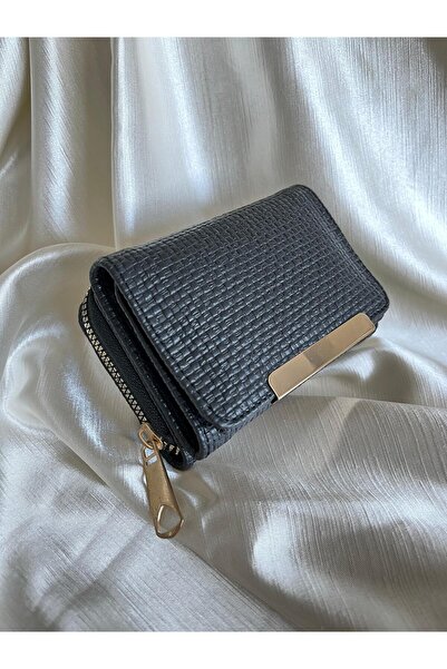 MODA محفظة نسائية بسحاب منقوشة من القش