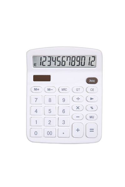 OPUYYM White 12 Digits Electronic Calculator Solar Calculator Dual Power Supply Calculator For Home Office