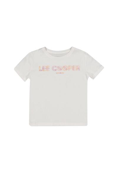 Lee Cooper Neon Girl's 100% Cotton O-Neck T-Shirt Off White