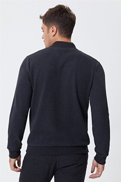 Lee Cooper Newblend Ανδρικό φούτερ με γιακά πόλο Anthracite Melange