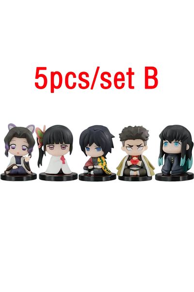 BANDAI 5 Style-set-b 10pcs Set Q Version Demon Slayer Sitting Ghost Doll Tanjiro Nidouzi Inosuke Zenizu Fig