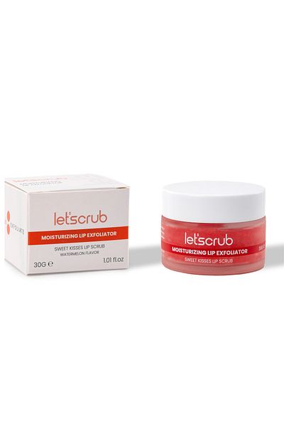 LET'SCRUB Sweet Kisses Lip Scrub - Moisturizing, Watermelon Flavor, with Sugar Particles, Shea Butter, 30 g