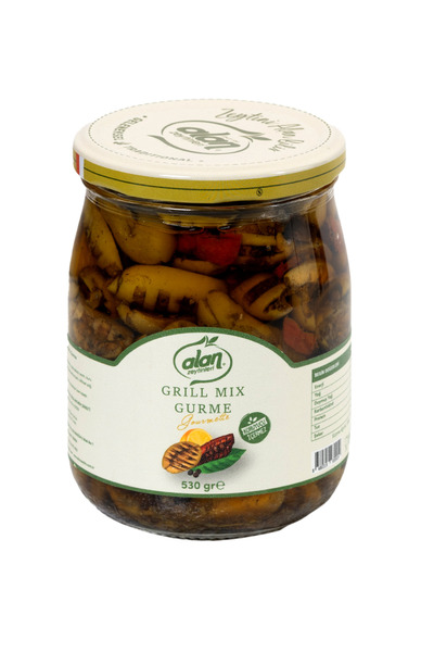 Alan Zeytinleri Izgara Mix Zeytin Salatası Cam Kavanoz 530 GR