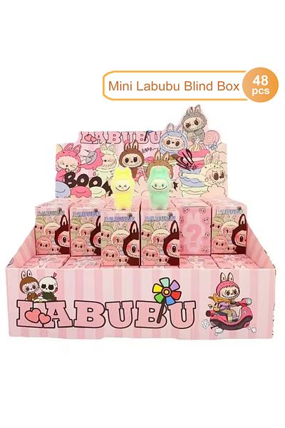 Choice 48pcs Whole Box Cartoon Labubu Resin Plush Blind Box Pendant Backpack Accessories Desktop Cute