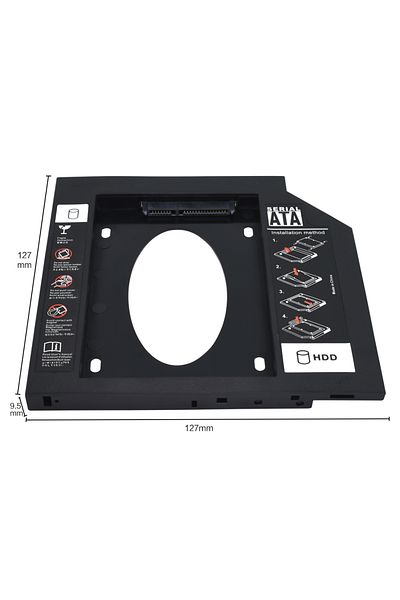 Choice 9.5mm Plastic Tishric Aluminum 2nd Second Hdd Caddy 9.5mm 12.7mm Optibay Sata 3.0 2.5'' Ssd Dvd Cd-