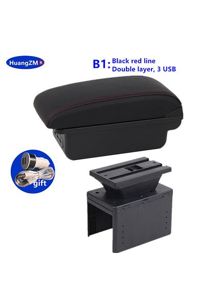Choice B1 Black Red 3usb Universal Car Armrest Box Universal Model Armrest Car Accessories Storage Box Retr