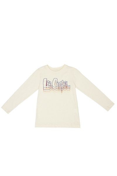 Lee Cooper Mary Girl's 100% Cotton O Neck Long Sleeve T-Shirt Ecru