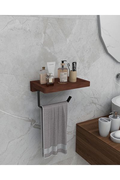 lyla concept Μεταλλική κρεμάστρα για πετσέτες με μασίφ ράφι – Οργανωτής τοίχου πολλαπλών χρήσεων