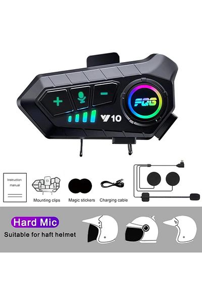 Choice Y10 Half Mic Y10 Motorcycle Helmet Headset Stereo Voice Control Bluetooth Hands Free Call Ipx7 Water