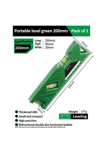 Choice 200mm Green Mini Level Gauge High-precision Horizontal Vertical Measure Metric Ruler Protractor Home