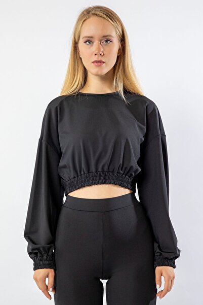 Aslında Look Women's Casual Oversize Long Sleeve Blouse with Elastic Waist